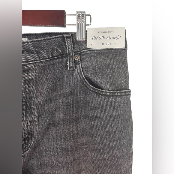 NWT Abercrombie & Fitch The 90’s Straight Ultra High Rise Washed Black 31/12S - Picture 4 of 11